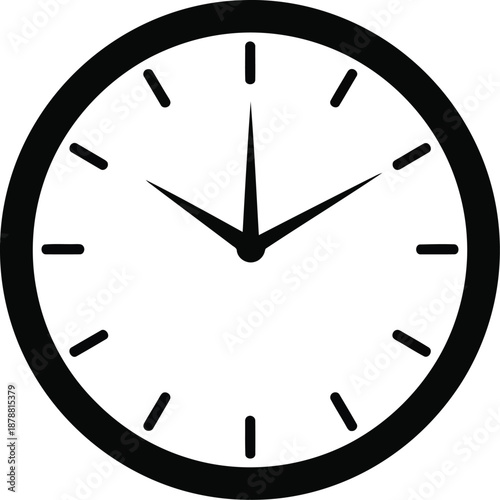 Clock icon simple timepiece pictogram symbol of time measurement schedule or punctuality indication isolated on transparent background