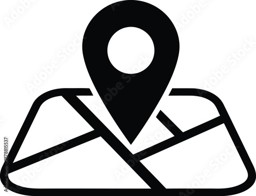 Navigation map with location pin marker icon for travel and transport planning isolated on transparent background flat style