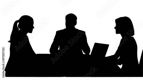 Business professionals in silhouette engaging in a productive meeting or discussion
