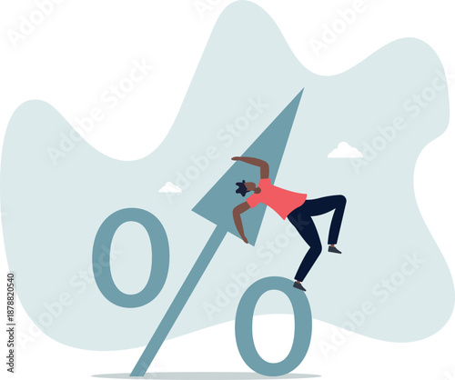 A percentage icon with an arrow pointing in the direction.life and employment of people.