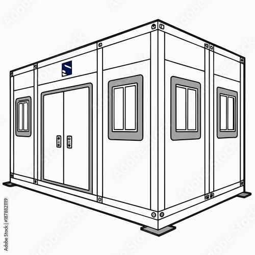 Reusable Shift Building Technology with Snap Lock Mechanism, Vector Illustration of Sustainable Modular Prefabricated Design