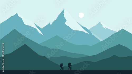 Mountain Travel Adventure Illustration