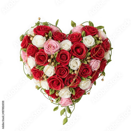 Heart-shaped rose bouquet isolated on transparent background