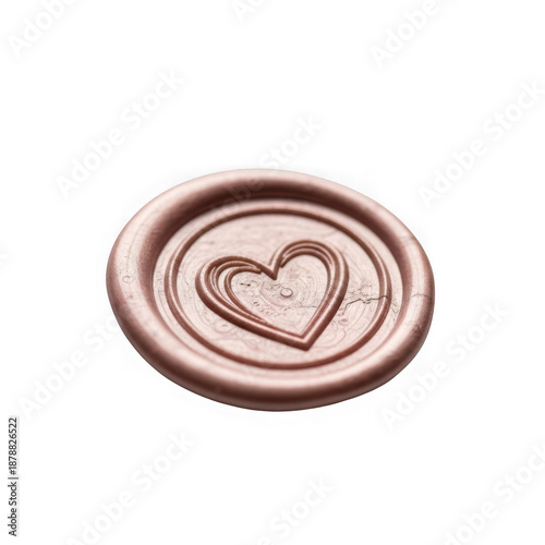 Heart shaped wax seal isolated on transparent background