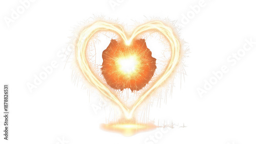 Radiant heart sparkling with warmth isolated on transparent background