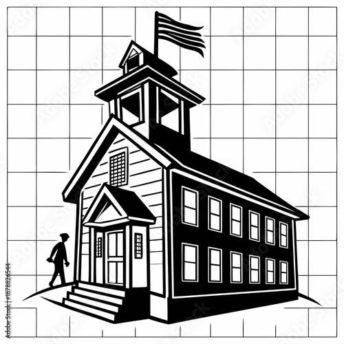 Classic schoolhouse illustration