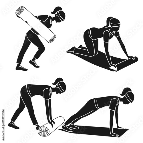 Yoga poses silhouettes