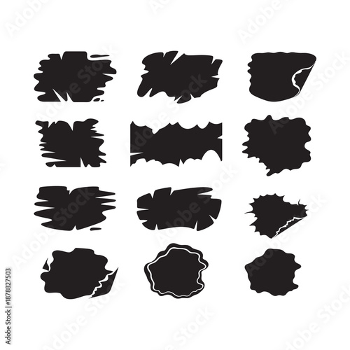 Torn sticker silhouette with irregular vector set. 