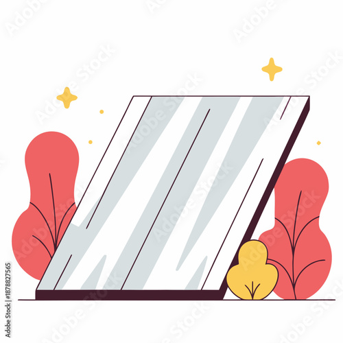 Illustrated solar panel with natural elements