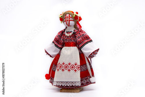 The Ukrainian motanka doll is an ancient amulet and symbol of Ukrainian culture, made without a face so as not to instill a soul in it. Instead of a face, a cross is often dangled to protect against e