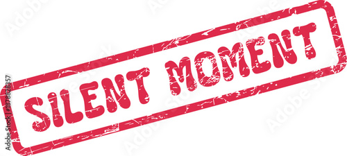 A textured red rubber stamp impression thoughtfully conveying the essence of a silent moment