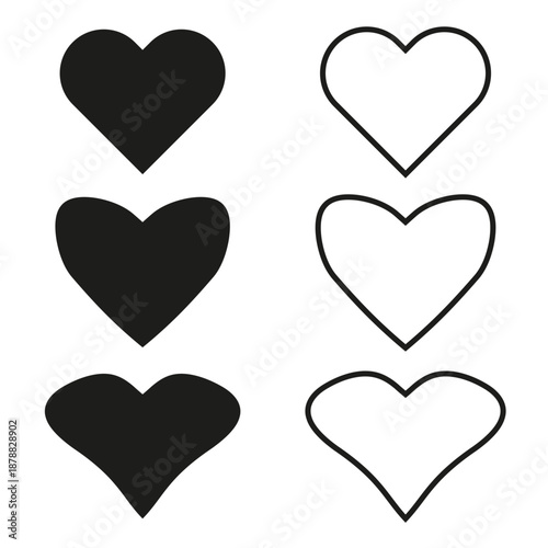 Love heart icons. Romance feeling vector. Health care symbol. Valentine day shape.