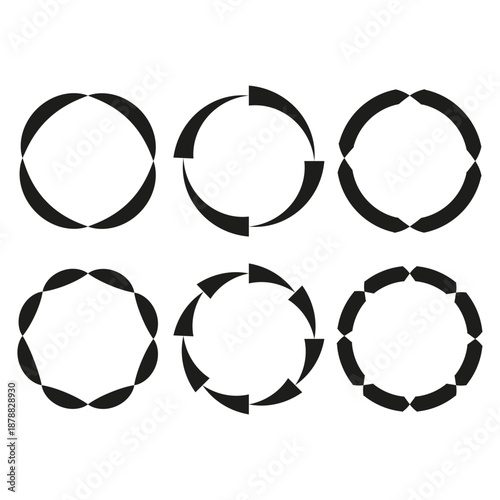 Segment circle set. Loading ring icon. Buffering wheel Vector. Round chart part.