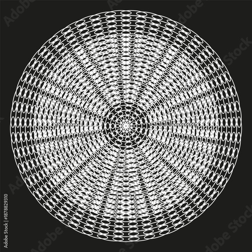 Radial wire mesh. Round grid turbine. Geometric web Vector. Circle spoke structure.
