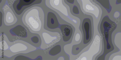 Abstract organic shapes and contour lines in grayscale with subtle purple and blue outlines, resembling a topographic map or cellular structure for scientific or artistic backgrounds