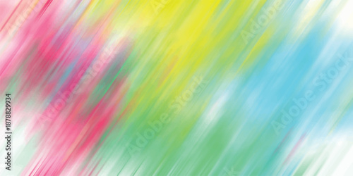 Vibrant abstract watercolor background with diagonal brushstrokes in pink, green, yellow, and blue creating a lively and energetic splash of color for creative designs