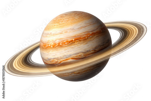 Saturn planet with rings isolated on white background