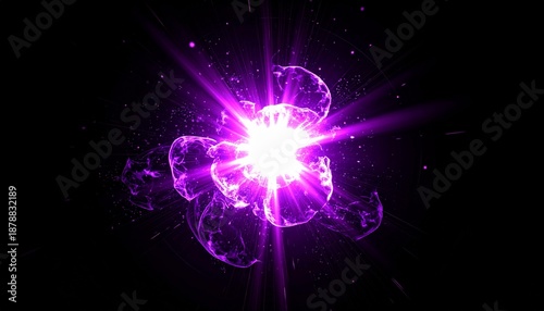 ⚡ Glowing Purple Energy Burst with Plasma Waves and Radiating Light on Black Cosmic Background