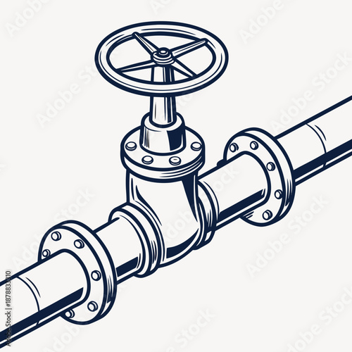 Industrial valve on pipes