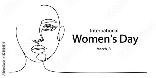 Elegant minimalist line art celebrates international women's day on march 8th