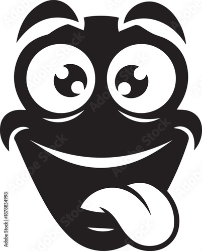Playful cartoon face with tongue out and winking eyes