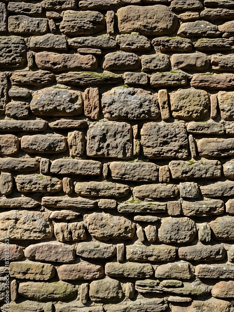 Obraz premium Aged stone wall background with irregular pattern under natural light