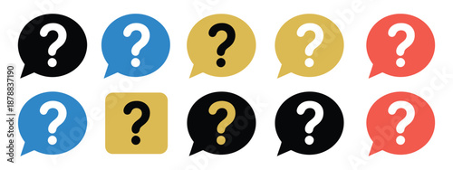 Message Box Icons vector illustration of question mark symbols, help and FAQ signs, communication and support concept