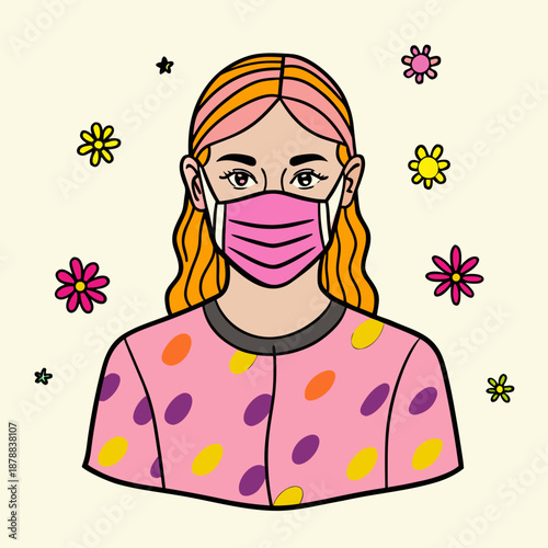 Illustration of a person wearing a mask