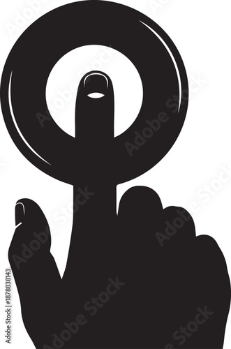 Finger pressing a button