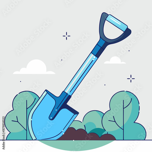 Shovel in a garden