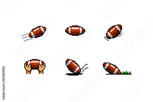 Pixel art football game asset with six poses