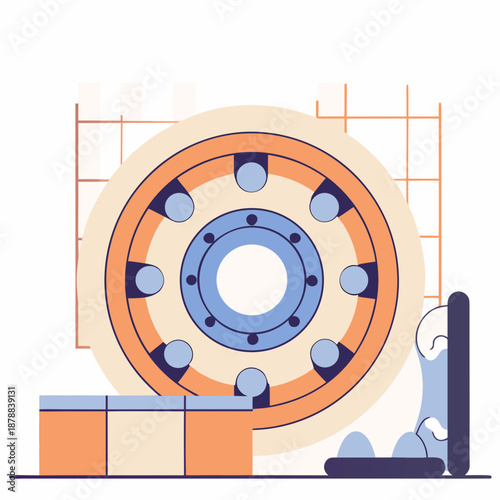 Illustration of a mechanical gear system