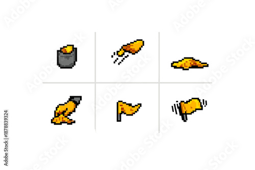 Pixel art penalty flags in various action poses for games