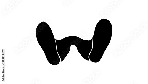 man standing, bottom view, black isolated silhouette