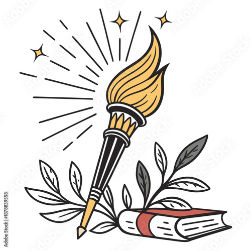 Torch and book illustration
