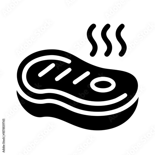 Delicious hot grilled steak icon representing a savory and freshly cooked meal