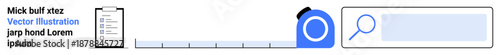 Business development, measurement, search optimization, data analysis, quality control, detail orientation. Icons include checklist, ruler and magnifying glass. Measurement and search optimization