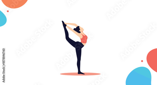 An athletic woman practices a challenging balancing yoga pose, showcasing her flexibility and strength during a peaceful exercise routine.