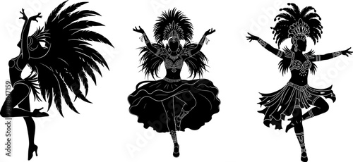 Illustration pack of a carnival dancer silhouette.