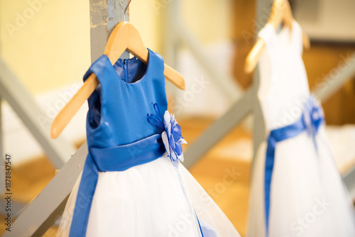 Blue and White Childrens Wedding Attire