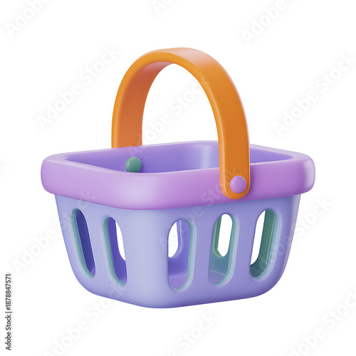 Purple shopping basket with orange handle
