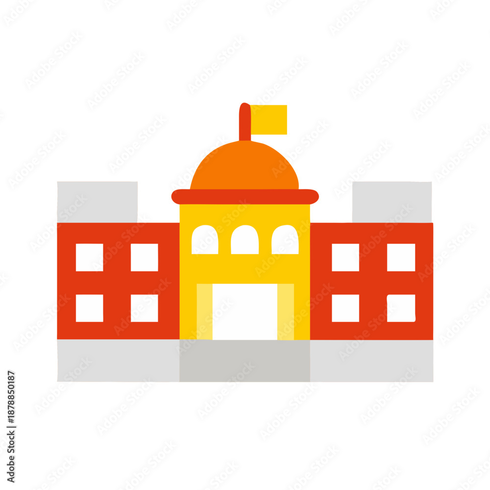 Obraz premium Iconic building with flag