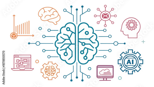 AI Brain Network Technology Illustration