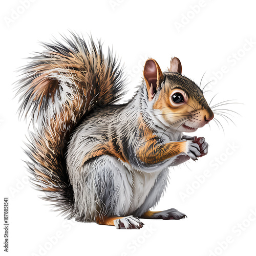 Squirrel eating nut isolated on transparent background