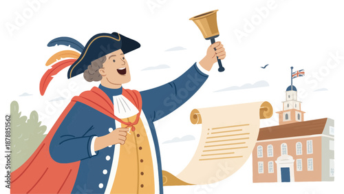 Town Crier Rings Bell With Proclamation Scroll