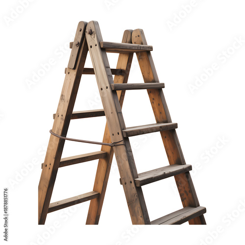 wooden ladder isolated on transparent