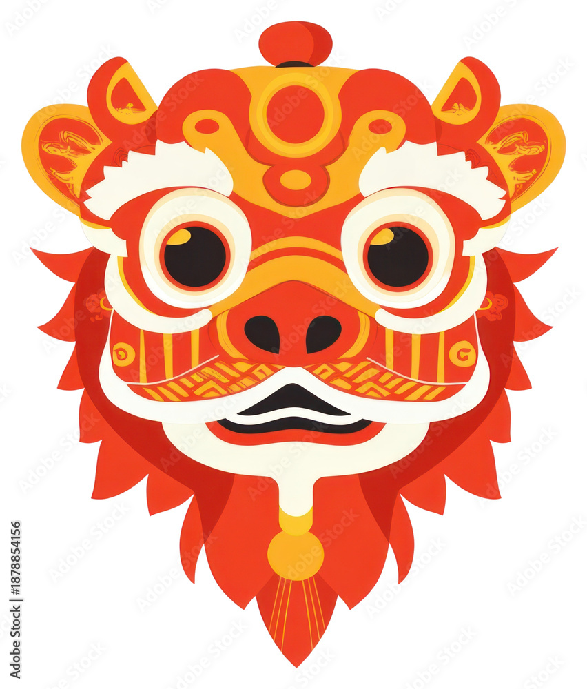 Fototapeta premium PNG Chinese lion head illustration chinese traditional.