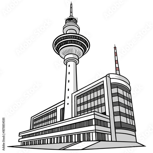 Shiftable Building with Rotating Sections and Futuristic Modular Architecture Vector Illustration