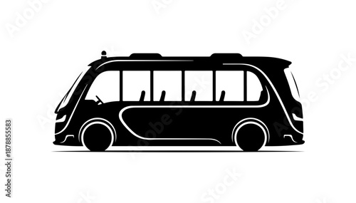 Modern Electric Minibus Side View