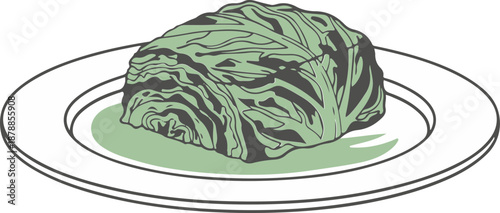 Cabbage Roll Plate Illustration